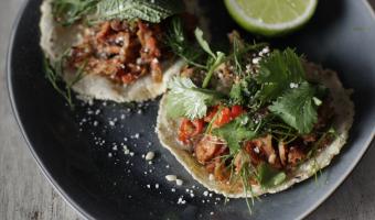  Chopped pork shoulder larb taco 