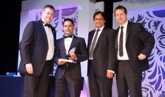 Image of Craft Guild vice president Andrew Guild, winner Mushfiqur Rahman, Aagra