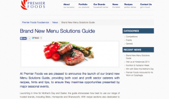 Image of Premier Foods Menu Solutions Guide 