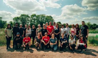30 volunteers spent the day at Co-Farm community farm in Cambridge