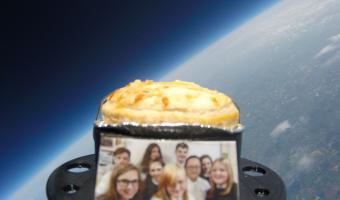 School children and Wrights send pie to space