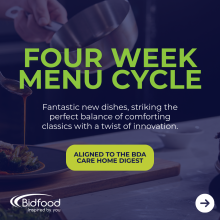 Bidfood creates four week menu cycle for care homes with over 300 recipes