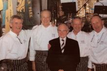 Ron with some of his former students who cooked for him at the 75th anniversary of 4th Worcester Park Scout Group in 2008.