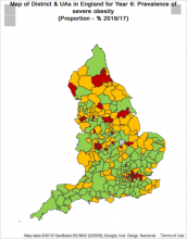 PHE severe obesity children Year 6 England