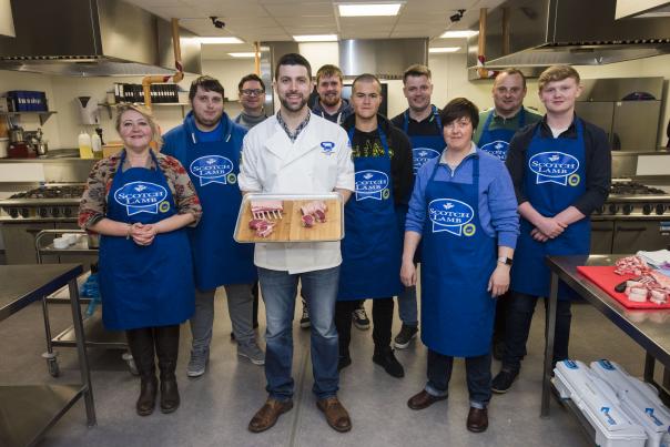 Master Butcher Stewart McClymont (centre) giving a Scotch Lamb butchery demonstratio