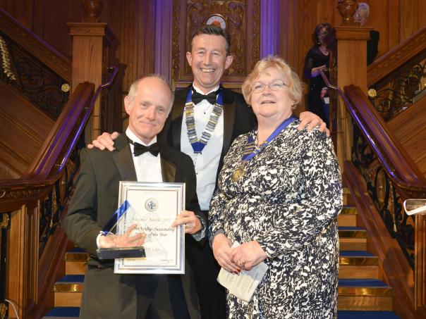HCA chair Phil Shelley (centre) with winner Chris Lay (left) and Fionnuala Cook, HCA president HCA chair Phil Shelley (centre) with winner Chris Lay (left) and Fionnuala Cook, HCA president (right)