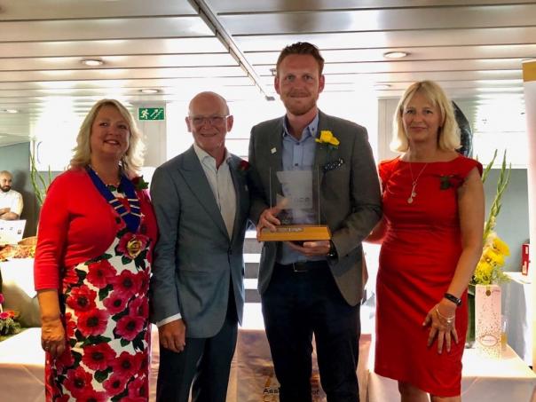 Last year's winner James Pike with Gaye Bullard, Tim Jones and Suzie Boyd ACE Robyns Award