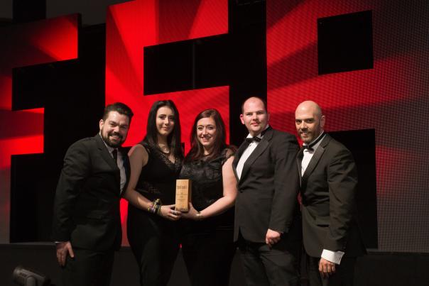GIG Account Managers Lauren Joyce left and Kim Joyce pick up the award for Best Crew/Artist Catering at Festival Supplier Awards 2017 GIG wins at Festival Supplier Awards 2017