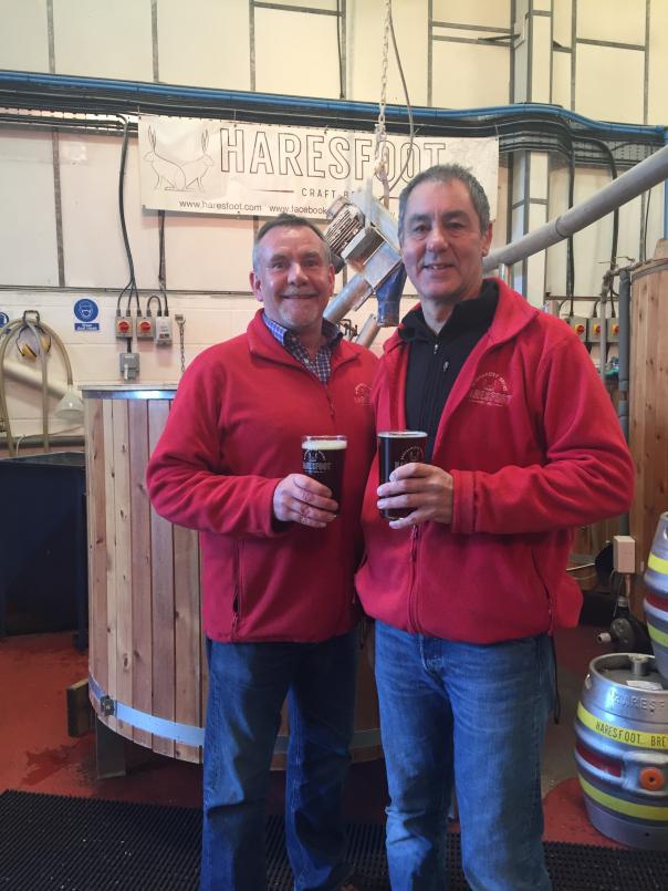Tony Laurenson with Scott Carter, Haresfoot Brewery’s founder and head brewer GIG partners with Hertfordshire brewery