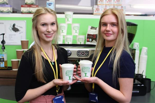 Students at HGS ‘have shown a storng interest in recycling and sustainable packaging' HCL hertfordshire catering hitching girls school compostable cups