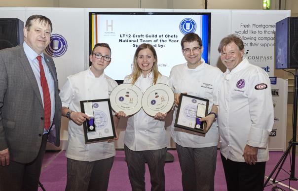 (L-R) Andrew Green, CGOC operations director; National Team of the Year winners; Steve Munkley, chef director of Salon Culinaire