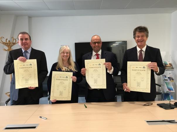 (L-R) Paul Vernon,chairman Dairy UK; Dr Judith Bryans, chief executive Dairy UK; Michael Oakes, chairman NFU Dairy Board, and Gywn Jones, chairman AHDB Dairy Board.