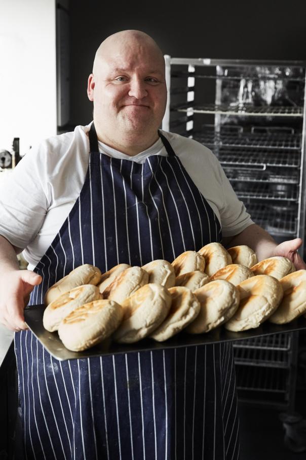 Johnny Hall with some of his stotties Johnny Hall Newcastle United St James' Park baker Sodexo