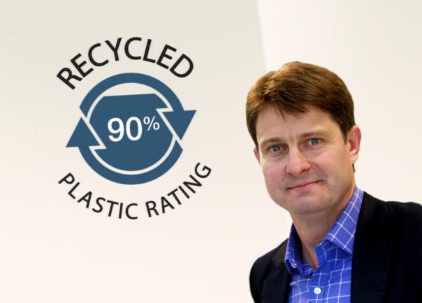 Mark Jankovich with the new rating scheme logo Recycled Plastic Rating Mark Jankovich
