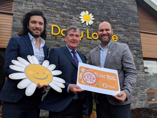 (L-R) Gavin and Trevor Annon from Mount Charles with Phil Alexander (Cancer Fund for Children)