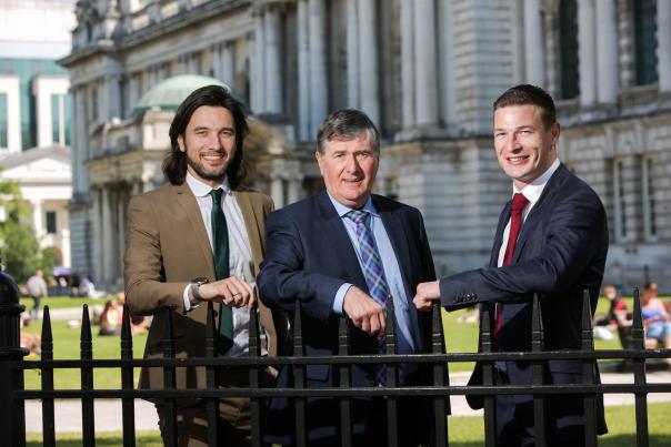 Gavin Annon and Trevor Annon of Mount Charles with Brian Lee, co-founder and chief executive of Freshly Chopped food, provider, partnership