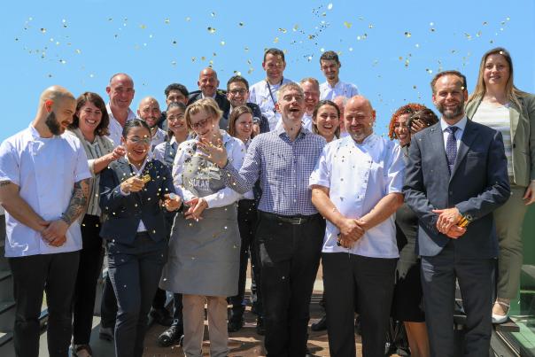 The BM Caterers team celebrates the gold award bm caterers gold investor in people accreditation