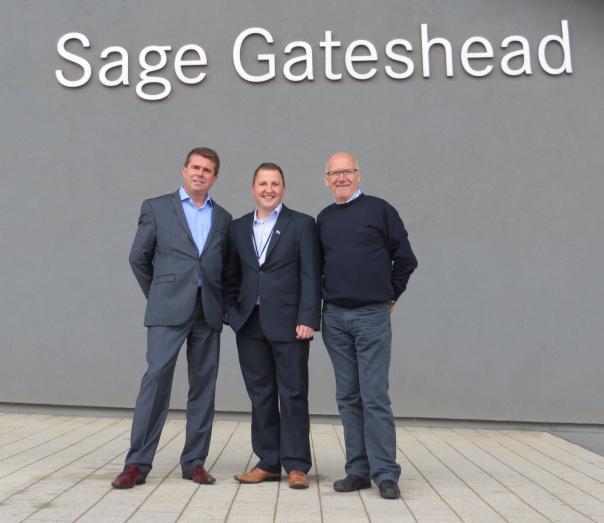 Adam Elliott - president, The Lindley Group, and executive vice president, Centerplate; Phillip Baitch - commercial director, Sage Gateshead; Terry Laybourne – chef restaurateur and consultant chef at Sage Gateshead.