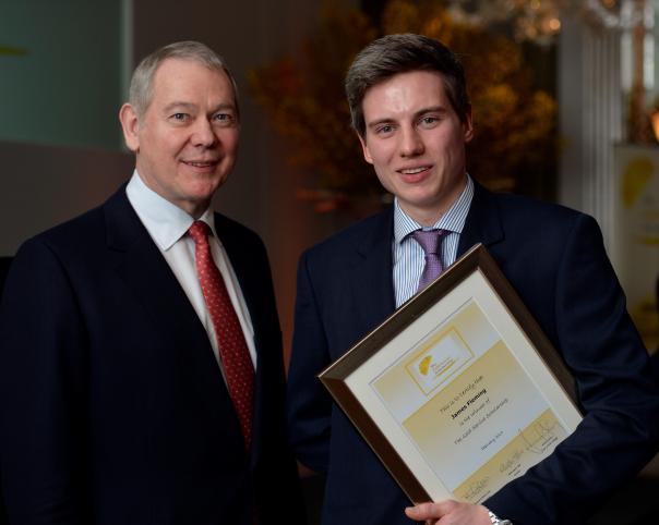 Alistair Storey with 2014 Gold Service Scholarship winner James Fleming Photograph of Alistair Storey, James Fleming, Gold Service Scolarship