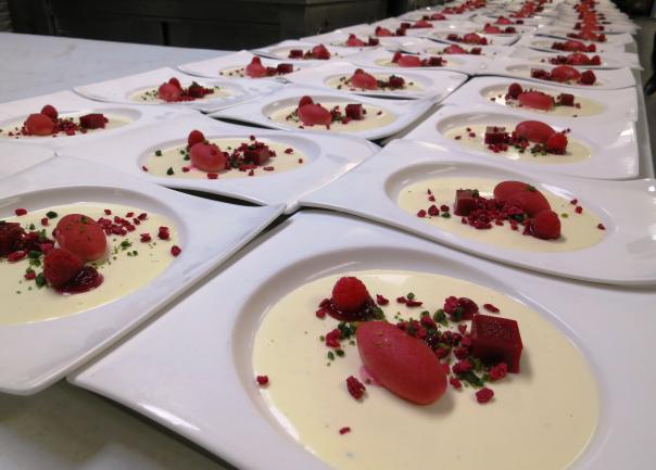 Raspberry & Vanilla Elements - The fifth course at the BSAVA banquet Amadeus serves seven courses for seven hundred