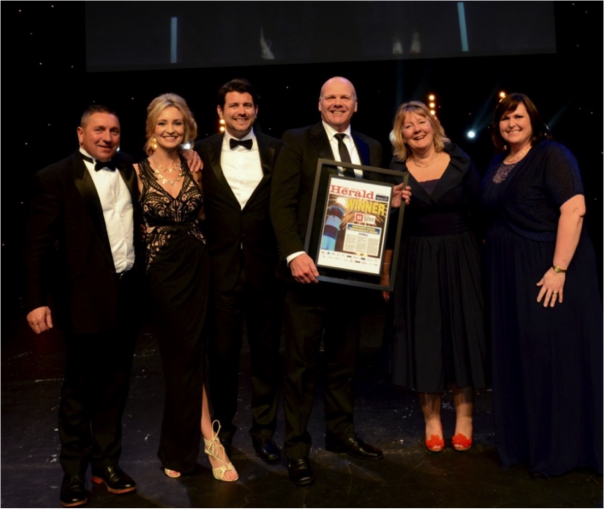 CATERed collects their front page award CATERed wins CSR award at local paper's awards night