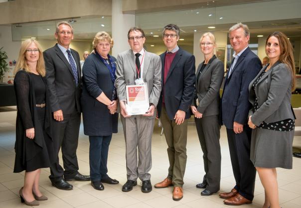 The Autograph team and DfE officials with the Bronze Catering Mark Autograph, Department for Education, Food For Life Catering Mark