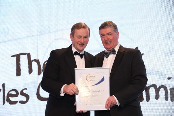 Mount Charles Group founder and chairman Trevor Annon receives the award from Irish PM Endo Kenny An Taoiseach Endo Kenny Irish prime minister Mount Charles Group Trevor Annon