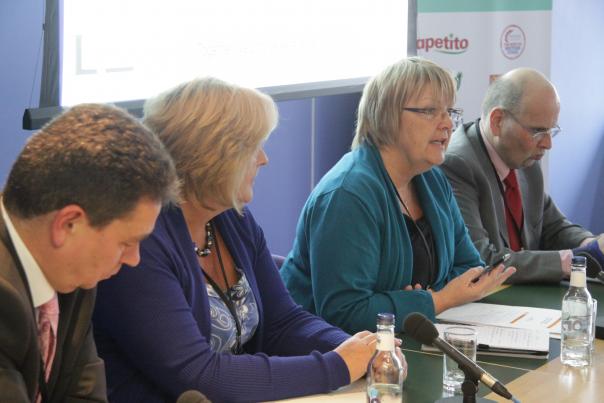 Andrew Archer of Dewberry Redpoint, Karen Oliver, chair of the NACC, Lynda Mitchell representing LACA and Andy Jones, vice chair of the HCA at the launch of the PS100 Report
