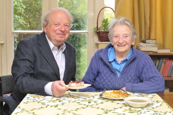 Broadcaster John Sergeant with community meals recipient Doreen Meacher