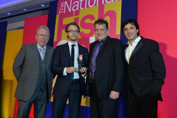Peter Hill of award sponsor Middleton with Matt Redward and Keith Manning of Compass and host Jean-Christophe Novelli