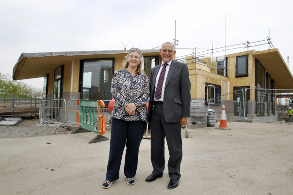 Rosie Boycott & Dennis Hone ( LLDC Chief Executive ) at the North Park Visitors Centre, Queen Elizabeth Olympic Park.