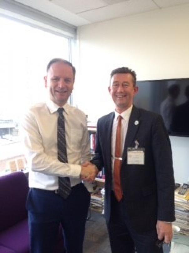 Phil Shelley and Simon Stevens HCA welcomes NHS sugar tax introduction