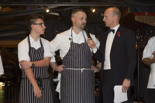 Chef Alan Bird with rugby star Matt Dawson services industry sodexo springboard's futurechef competition programme