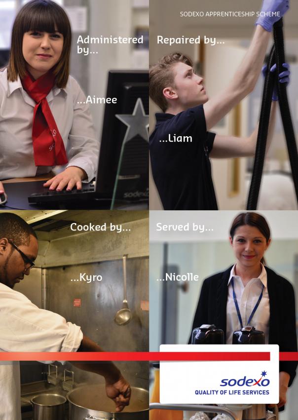 Four of the 280 apprentices Sodexo has taken on Sodexo apprentices National Apprenticeship Week