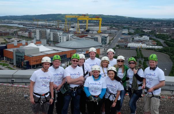 The Sodexo NI team just before they abseiled down the Obel Tower The Sodexo NI team just before they abseiled down the Obel Tower