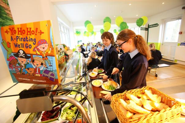 Pupils at Monkton school in the new dining facilities Palmer & Howells, school catering, Monkton School