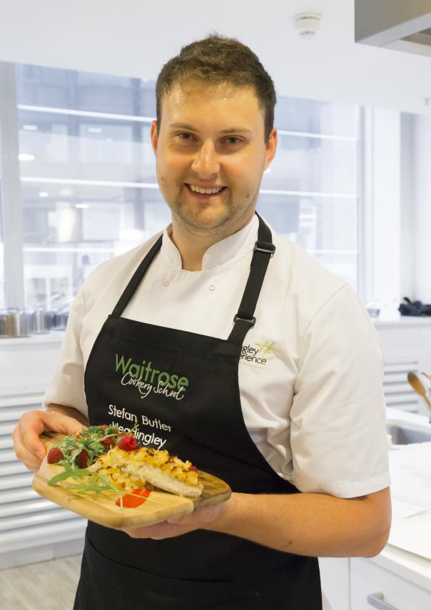 Stefan Butler with the mackerel dish that has impressed Waitrose Waitrose Cricket Cook Off Stefan Butler Headingley Experience