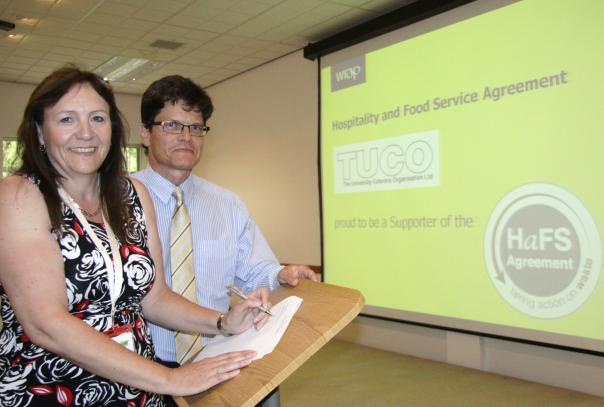 TUCO's Julie Barker signing agreement with Hugh Jones from Wales (Food & Drink) WRAP