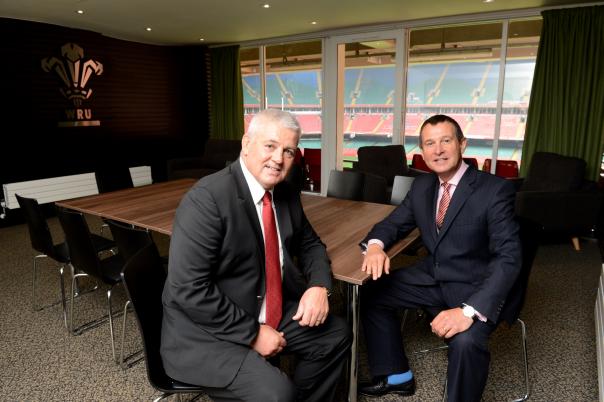Head coach Warren Gatland with WRU chief executive Roger Lewis