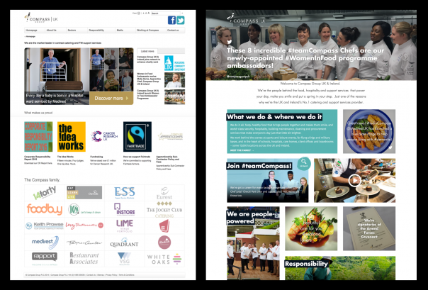 Old website (left), new website (right)