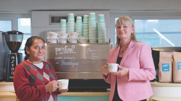 Perkee employee and Executive Chairman of Bartlett Mitchell, Wendy Bartlett coffee sustainable perkee bartlett mitchell great taste awards
