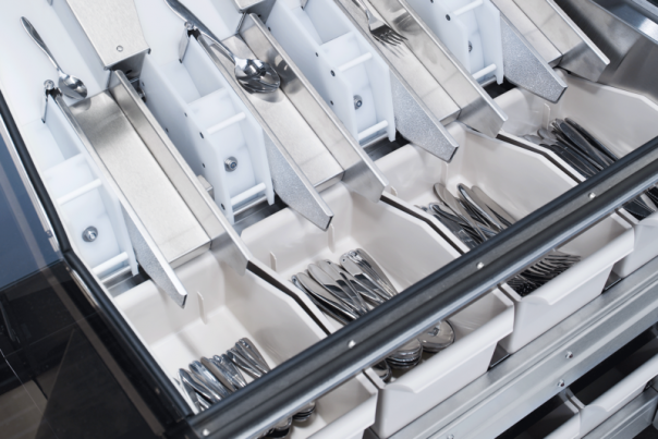 Close-up of the automatic cutlery sorter Wexiödisk is launching in the UK its automatic cutlery sorter, the ACS-800