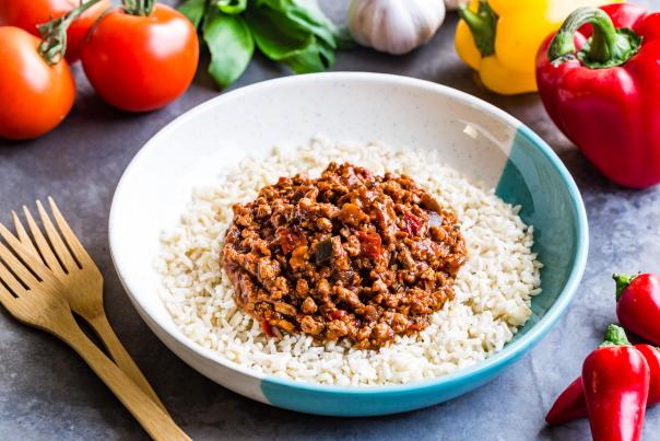 Anglia Crown's new soya mince chilli with wholegrain rice