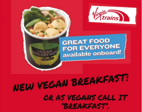 Advertising Virgin Trains' vegan breakfast options