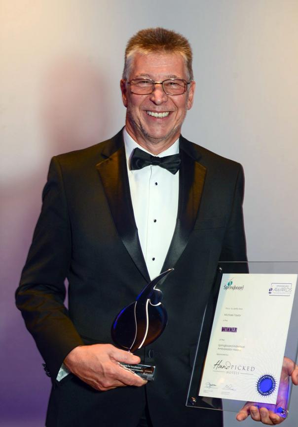 Michael Taylor with the Springboard Individual Ambassador award Sodexo completes double at the Springboard Awards for Excellence