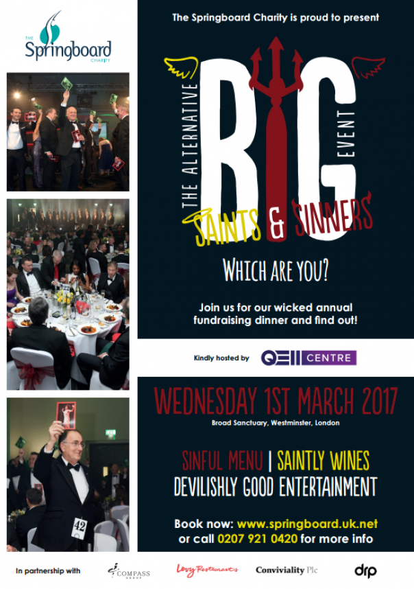 Springboard announces saints & sinners theme for fundraising dinner