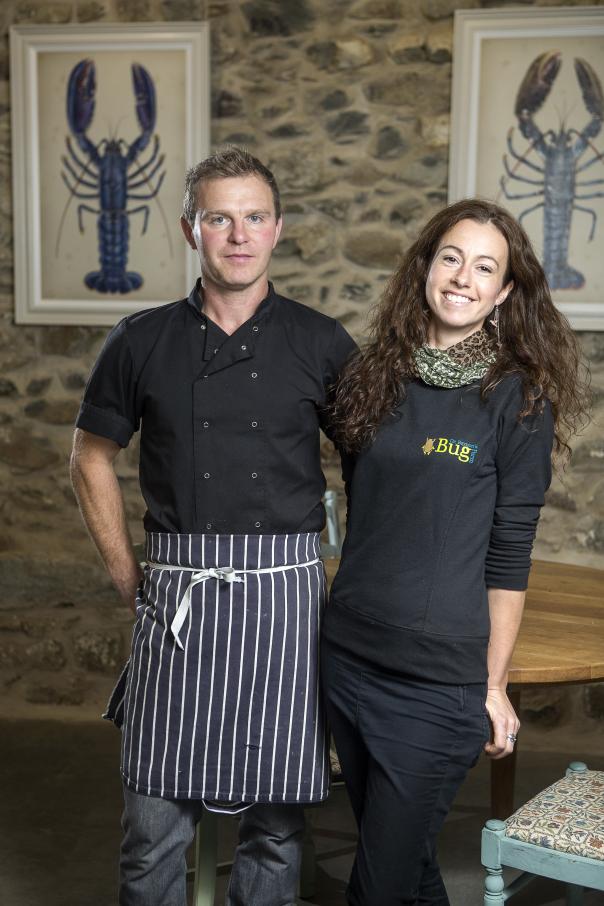 Andy Holcroft and Dr Sarah Beynon insects, restaurant, Wales