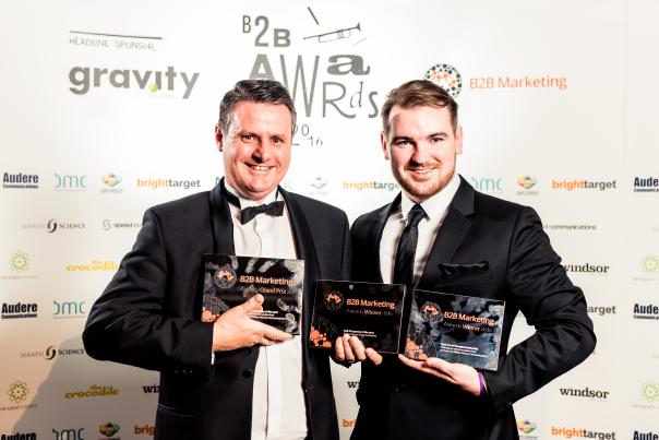 Managing director Dave Greenwood with Dan Floor, account executive William Murray takes home three B2B Marketing Awards