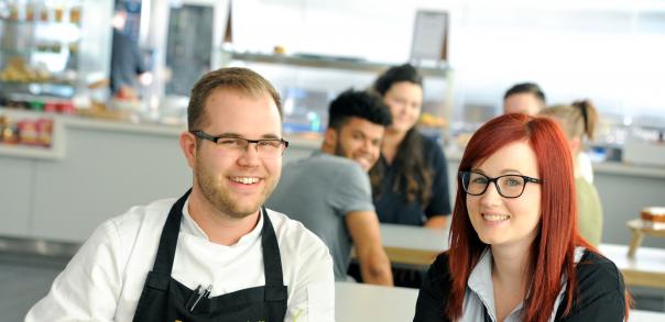 Tom Jackson, chef manager at Wilson Vale, with Jo Parry of EEF